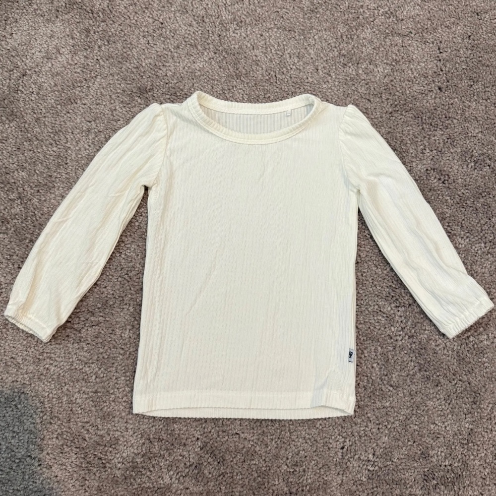 Bums & Roses Bamboo Cream Long Sleeve Shirt - 3-6 months